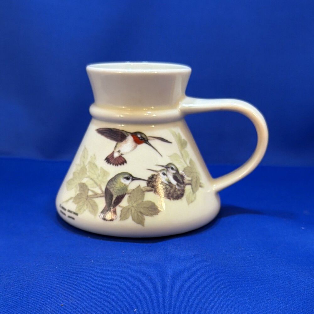 Gibson Greetings Ceramic Pitcher 6" Round Glossy Bird Pattern Japan Cream